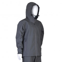 DAIWA RAINMAX Stretch Rain Jacket Steel Grey Nepremokavá rybárska bunda s kapucňou pohľad z boku