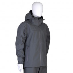 Nepremokavá rybárska bunda s kapucňou DAIWA RAINMAX Stretch Rain Jacket Steel Grey pohľad z boku